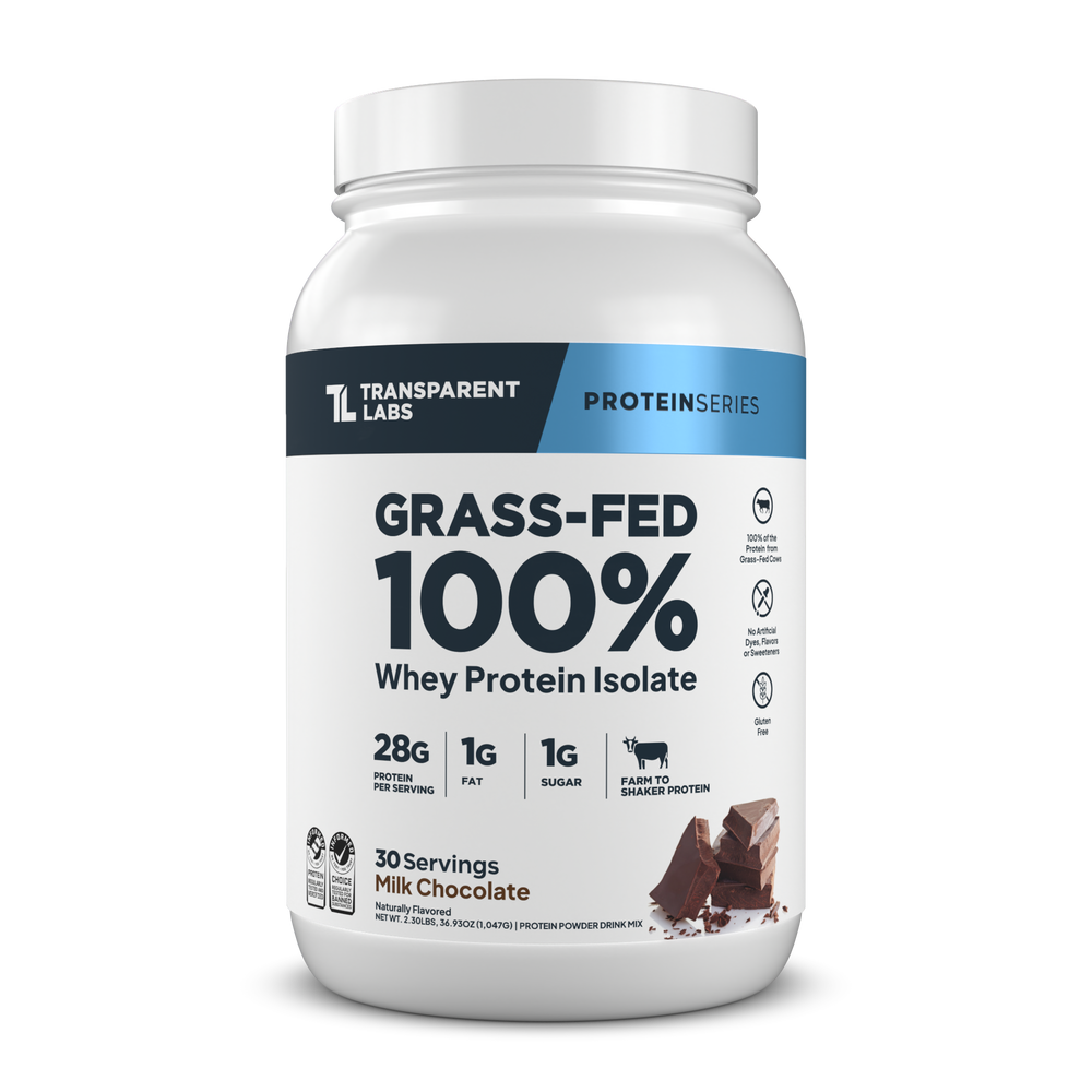 Transparent Labs Grass-Fed Whey Protein Isolate, Milk Chocolate, 2LB container