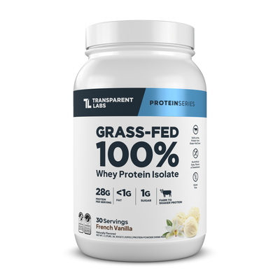Transparent Labs Grass-Fed Whey Protein Isolate, French Vanilla, 2LB container