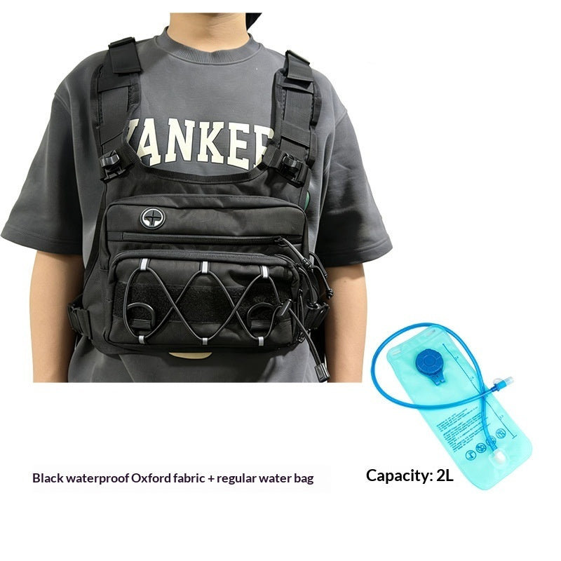 Tactical chest pack for trail running with water-resistant oxford fabric