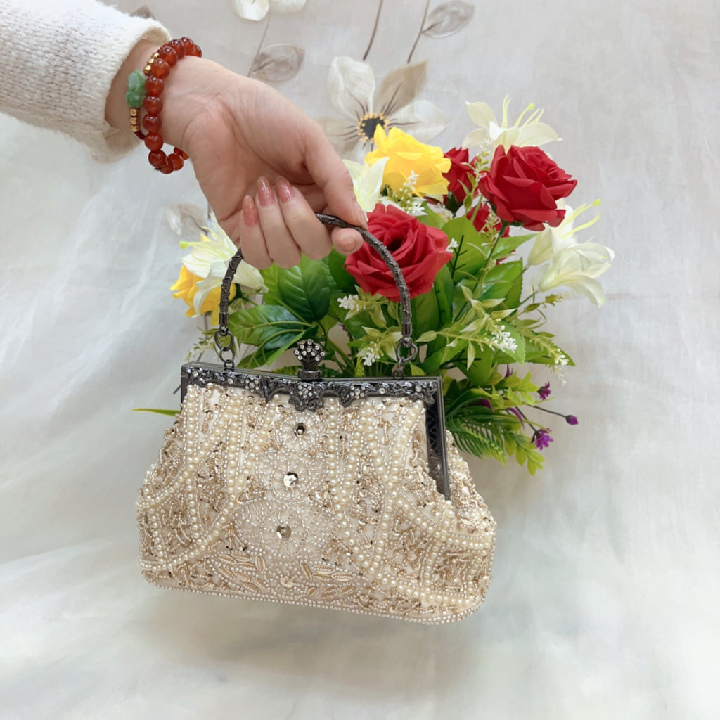Beaded handbag with 120cm chain strap for everyday wear