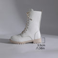 Round toe combat boots with side zipper – wide-size options for fall and winter