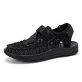 Men’s woven slip-on sandals with a roman-style strap design