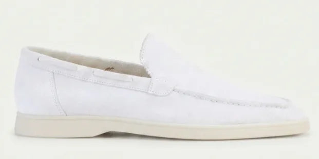 Men’s slip-on driving shoes with a frosted faux-suede finish