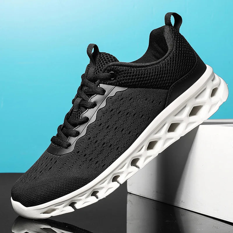 Knit-mesh running sneakers for men in extended sizing