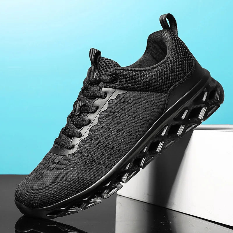 Knit-mesh running sneakers for men in extended sizing