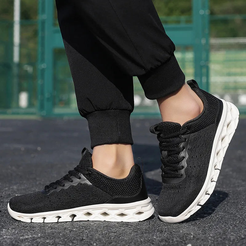 Knit-mesh running sneakers for men in extended sizing