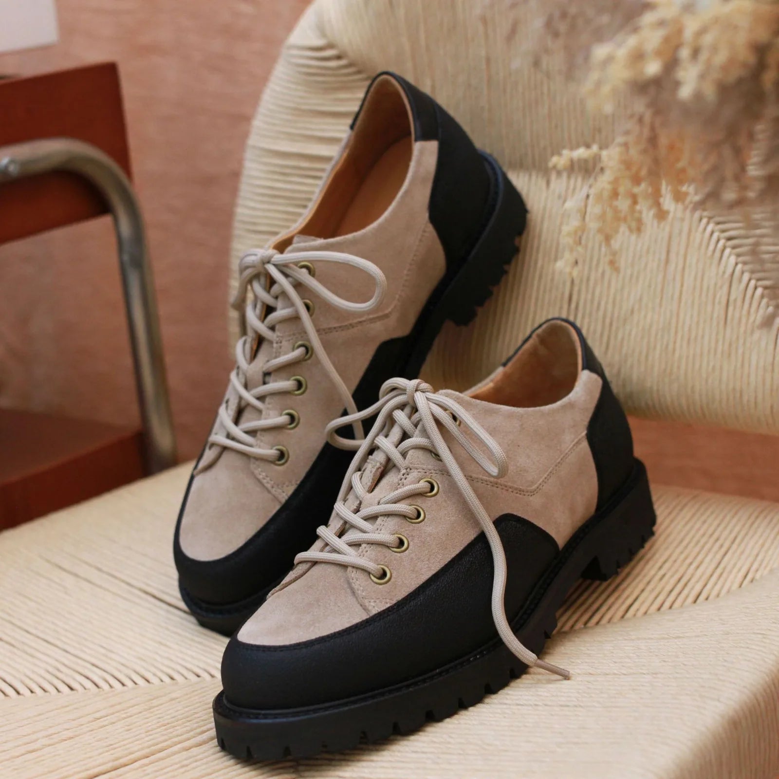 Men’s outdoor derby shoes – casual hiking shoes with chunky heel