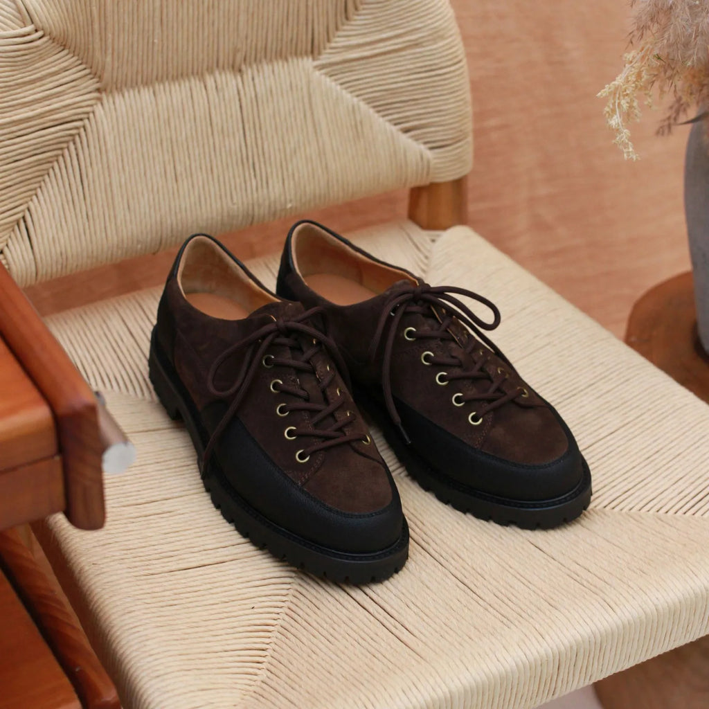 Men’s outdoor derby shoes – casual hiking shoes with chunky heel