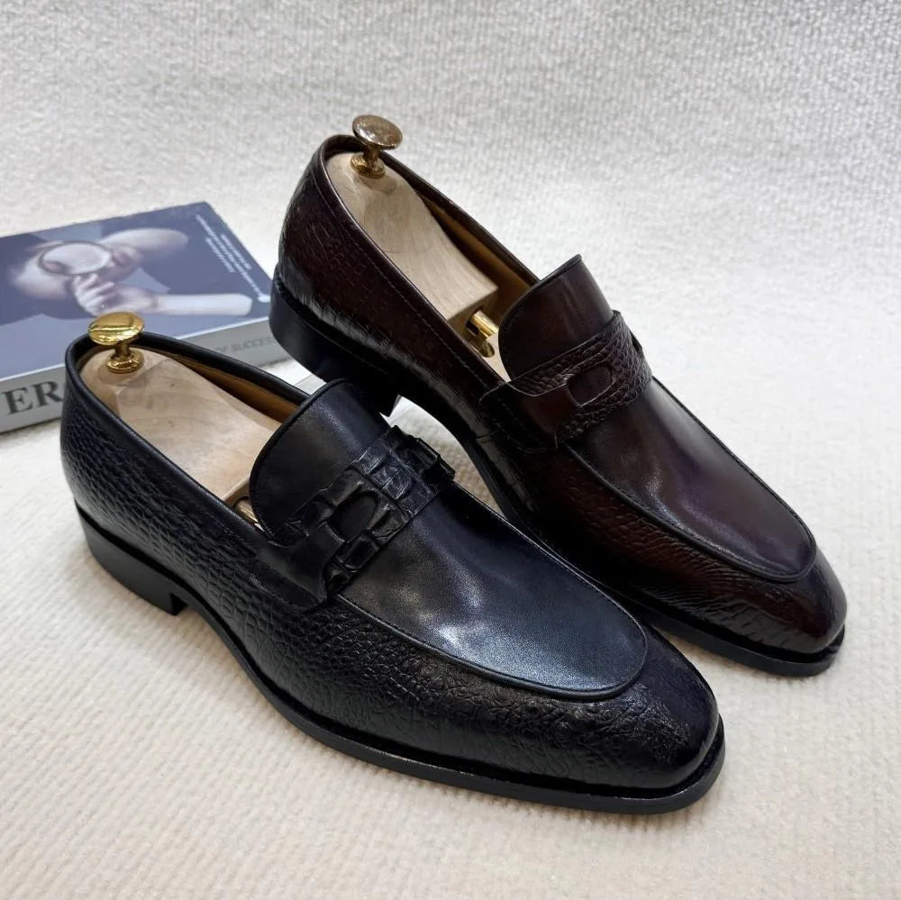 Men’s large-size leather dress shoes – slip-on business-casual shoes