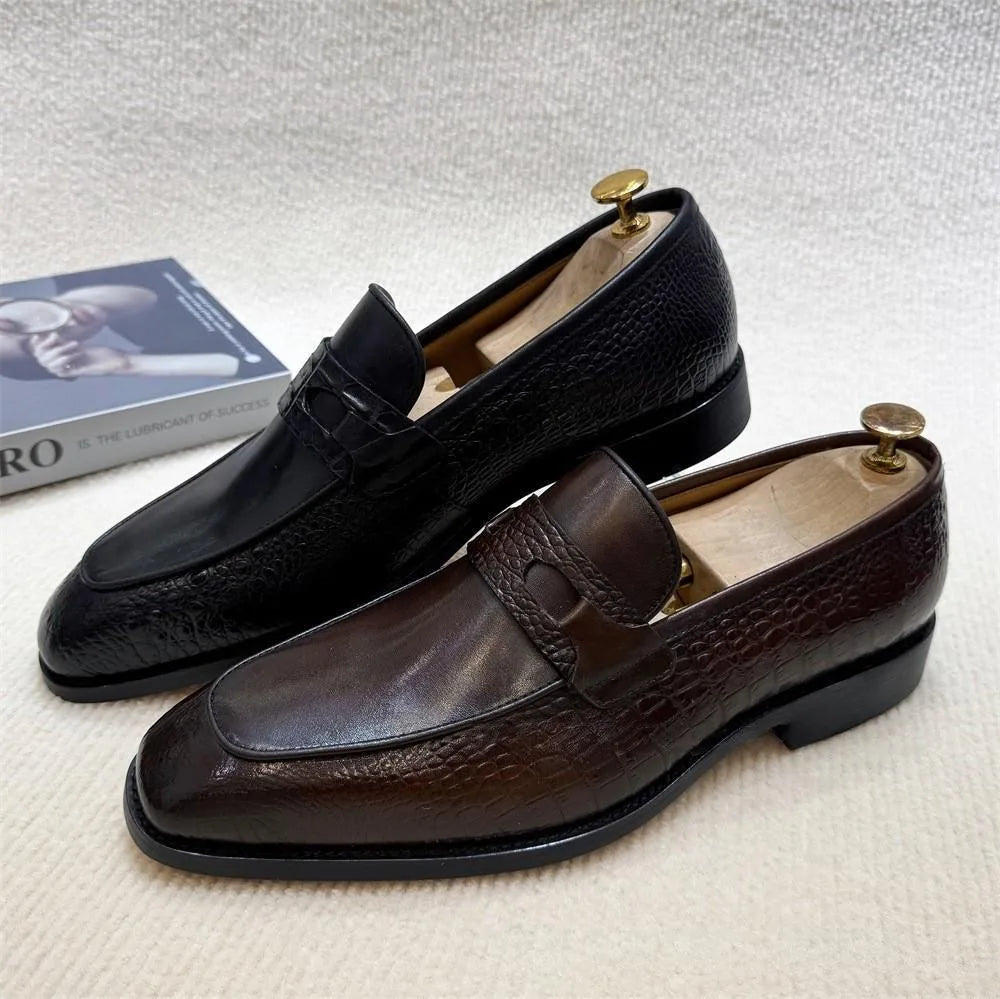 Men’s large-size leather dress shoes – slip-on business-casual shoes