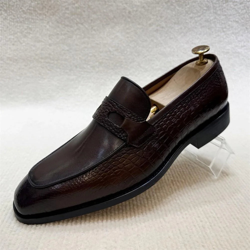 Men’s large-size leather dress shoes – slip-on business-casual shoes