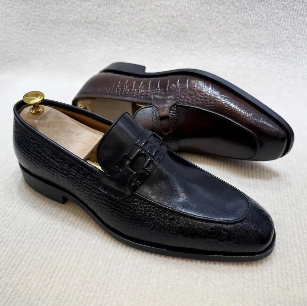 Men’s large-size leather dress shoes – slip-on business-casual shoes