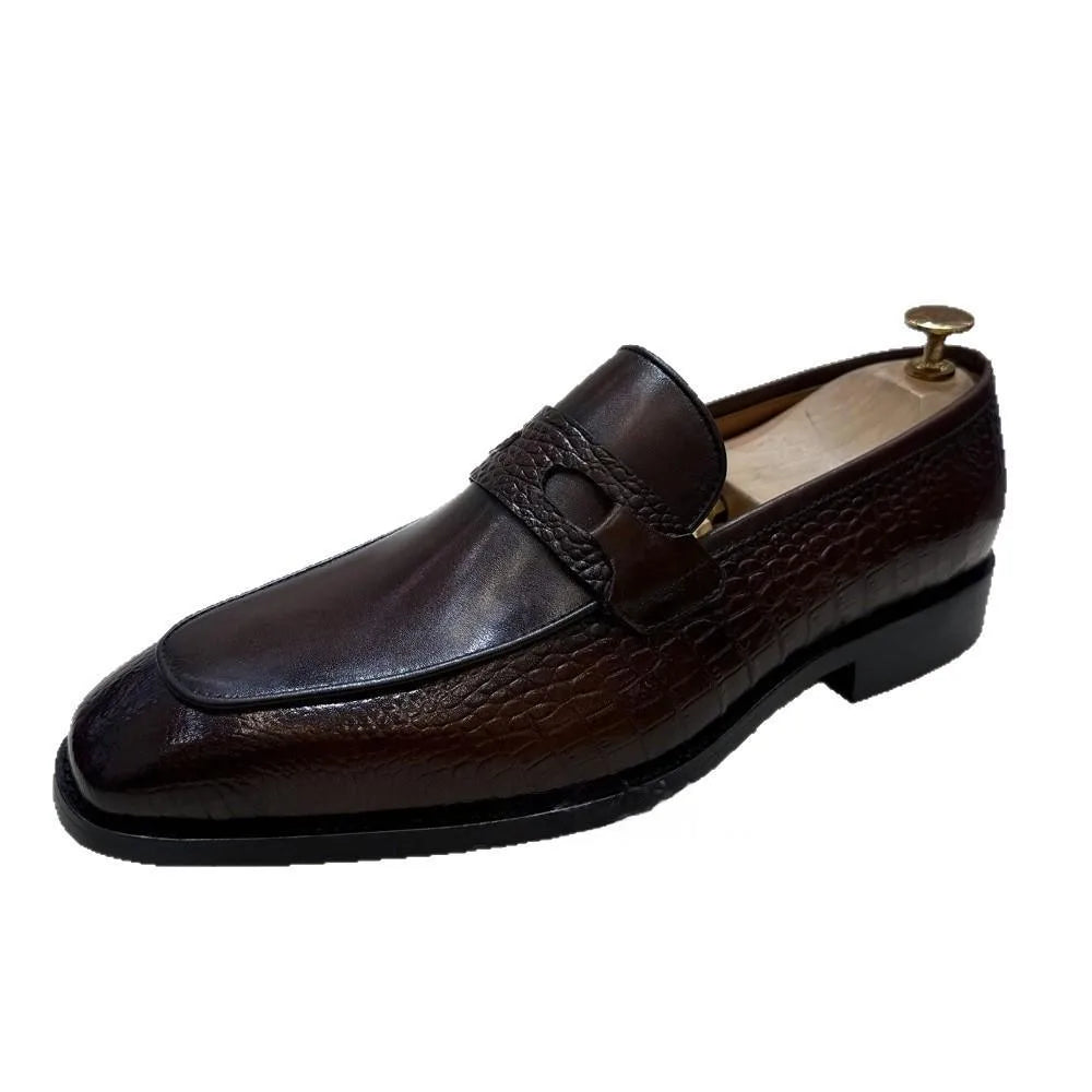 Men’s large-size leather dress shoes – slip-on business-casual shoes