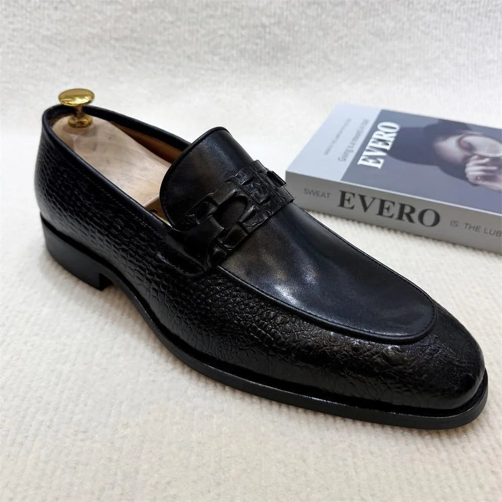 Men’s large-size leather dress shoes – slip-on business-casual shoes