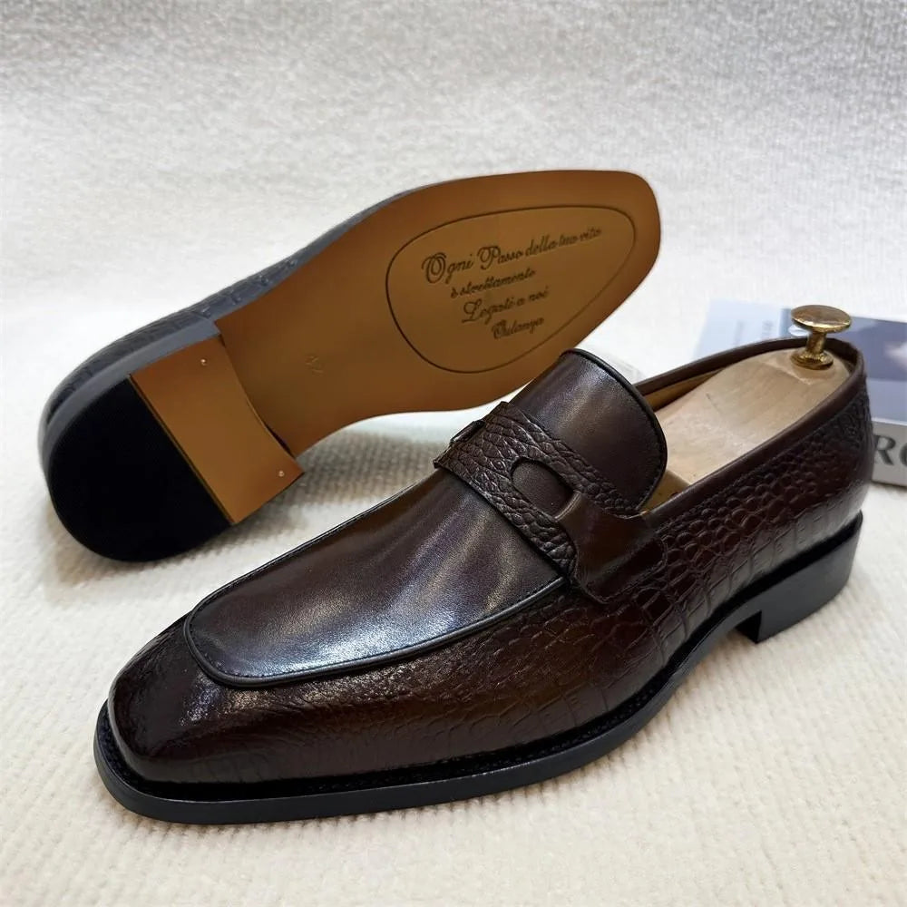 Men’s large-size leather dress shoes – slip-on business-casual shoes