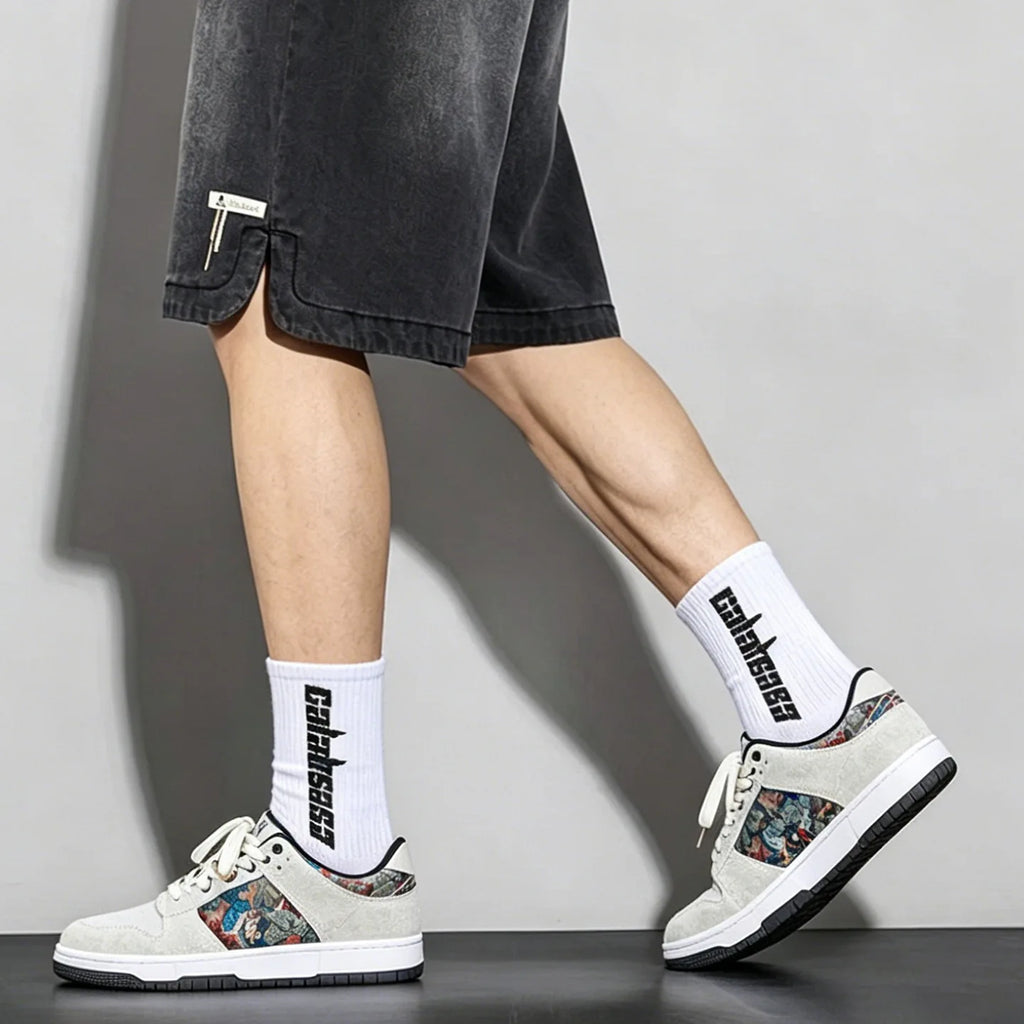 Men’s painted low-top sneakers with split leather upper – casual sporty style