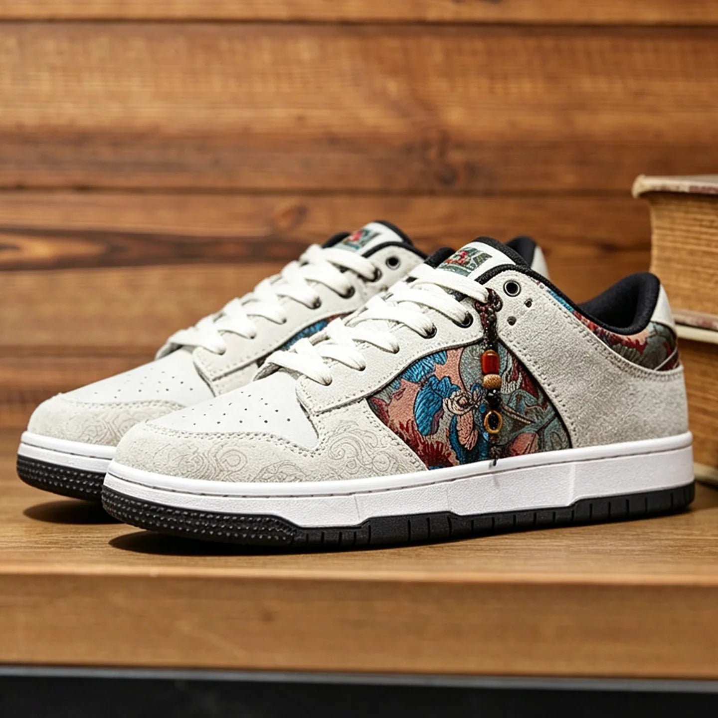 Men’s painted low-top sneakers with split leather upper – casual sporty style