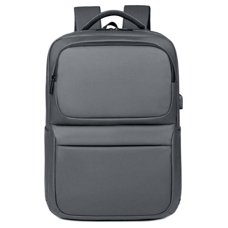 Unisex PU leather business backpack with air-cushion straps — 20–35L capacity