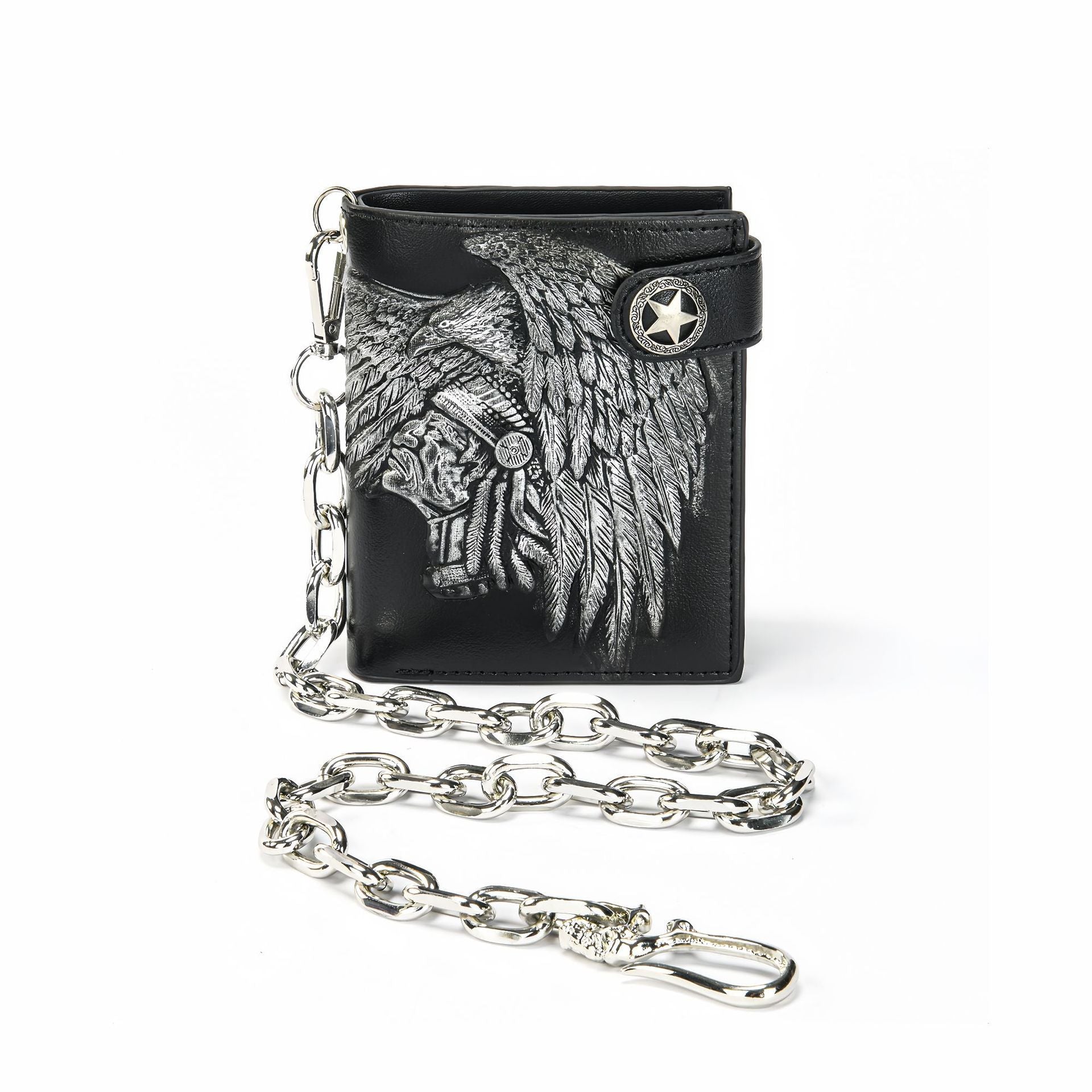 Embossed PU wallet with a security chain for everyday carry