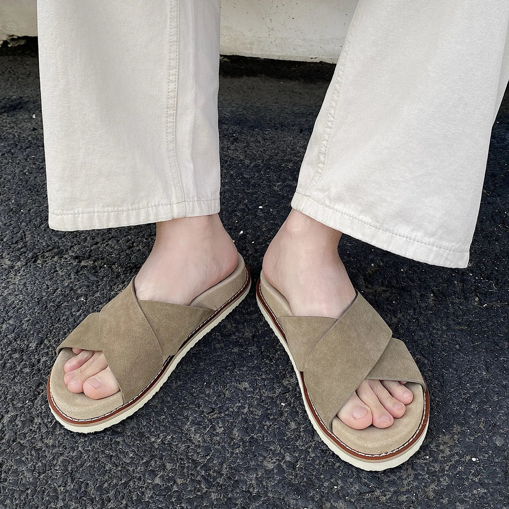 Men’s suede casual shoes with breathable EVA sole for warm-weather comfort