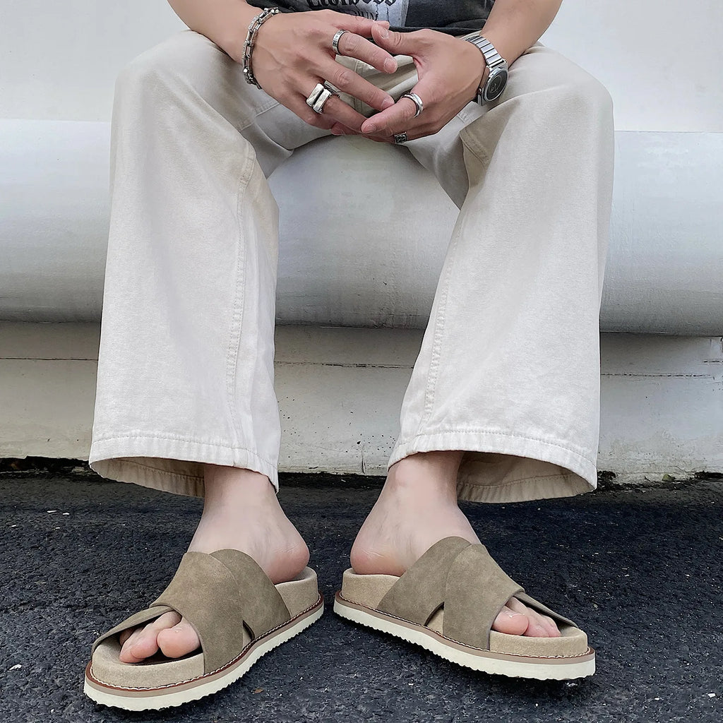Men’s suede casual shoes with breathable EVA sole for warm-weather comfort