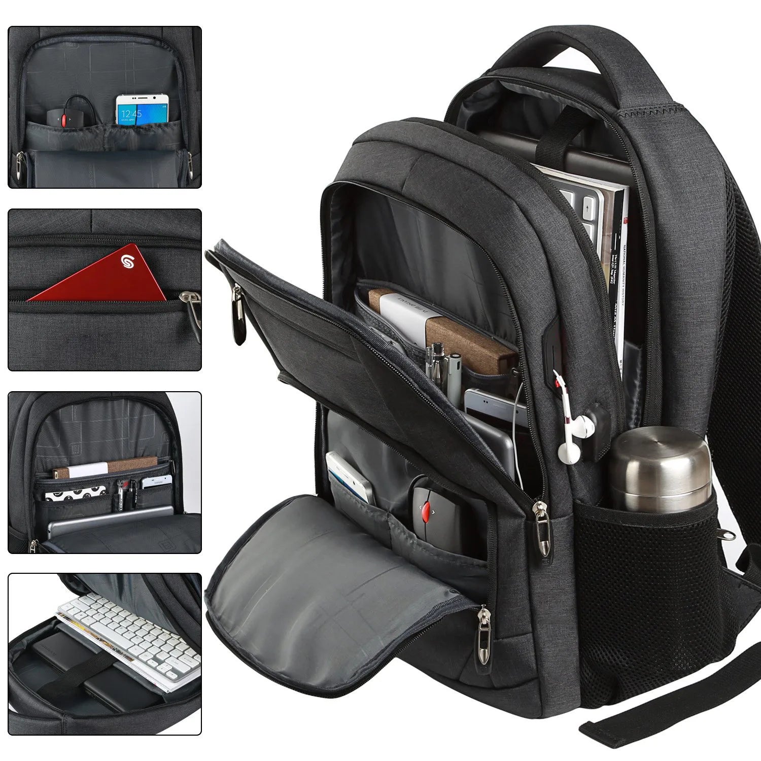 Men’s travel backpack with air-cushioned straps and 20-35L capacity