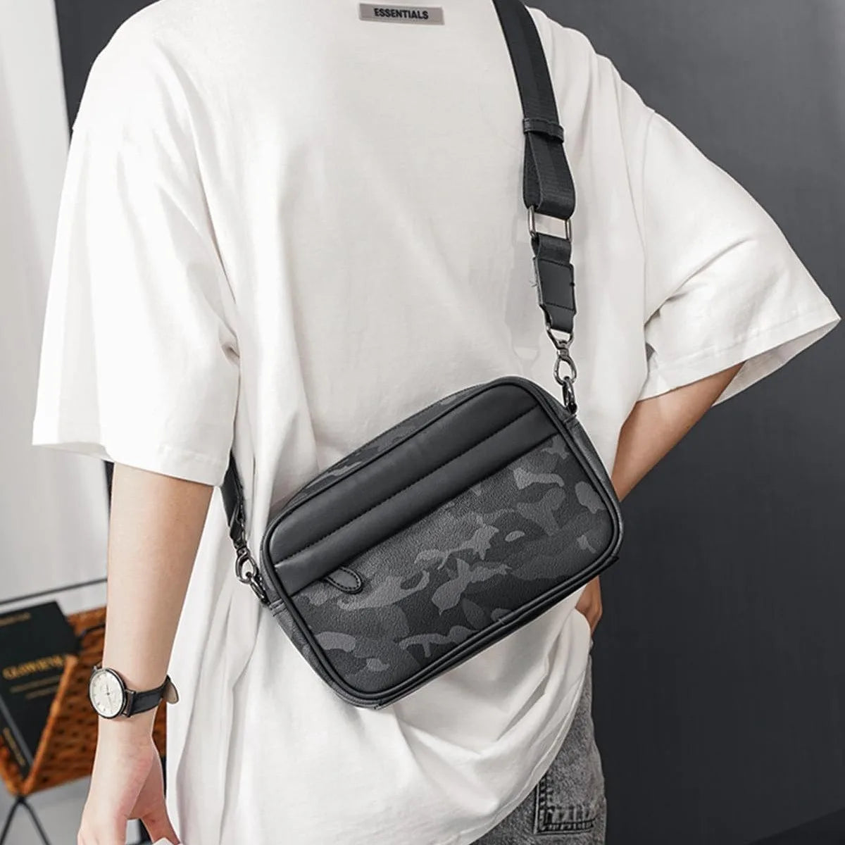 Foldable PU shoulder bag – versatile crossbody and waist bag for men