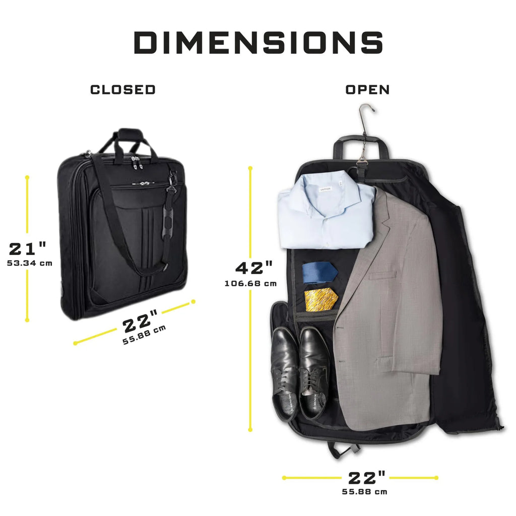 Water-resistant polyester garment bag with 36-55 liter capacity for business trips
