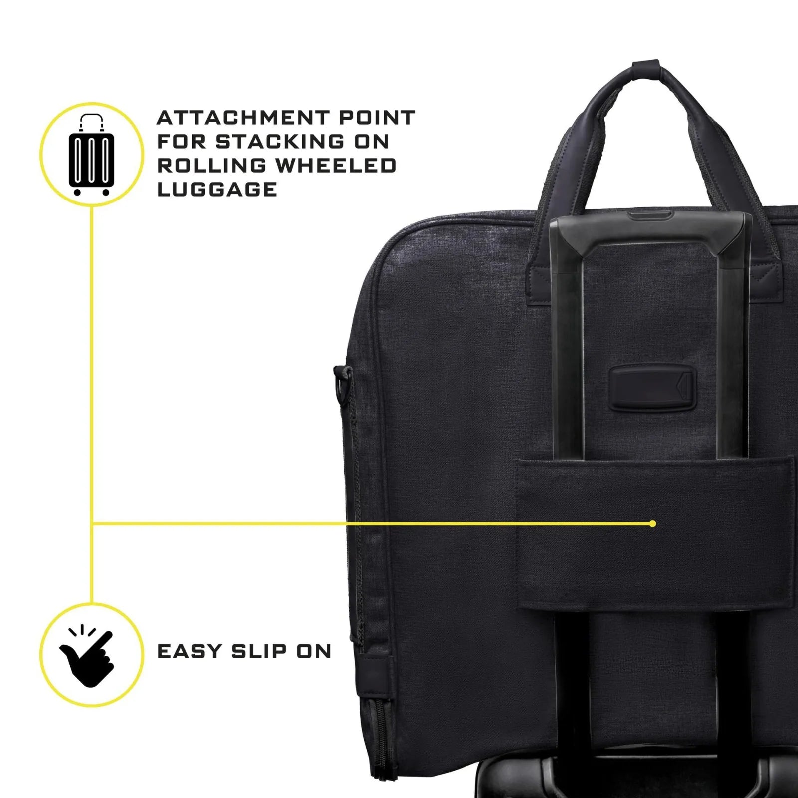 Water-resistant polyester garment bag with 36-55 liter capacity for business trips