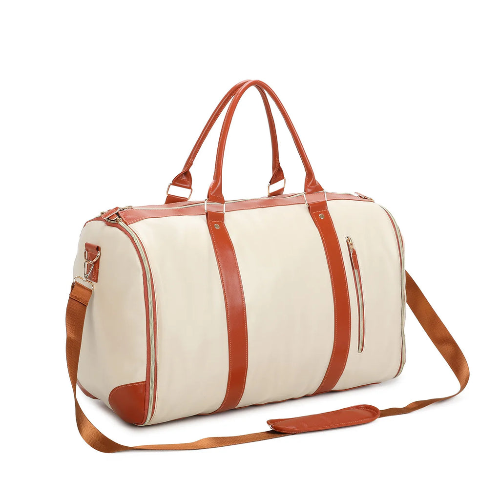 Foldable PU travel duffel with wet-dry compartment – 36-55L capacity for gym or weekend trips