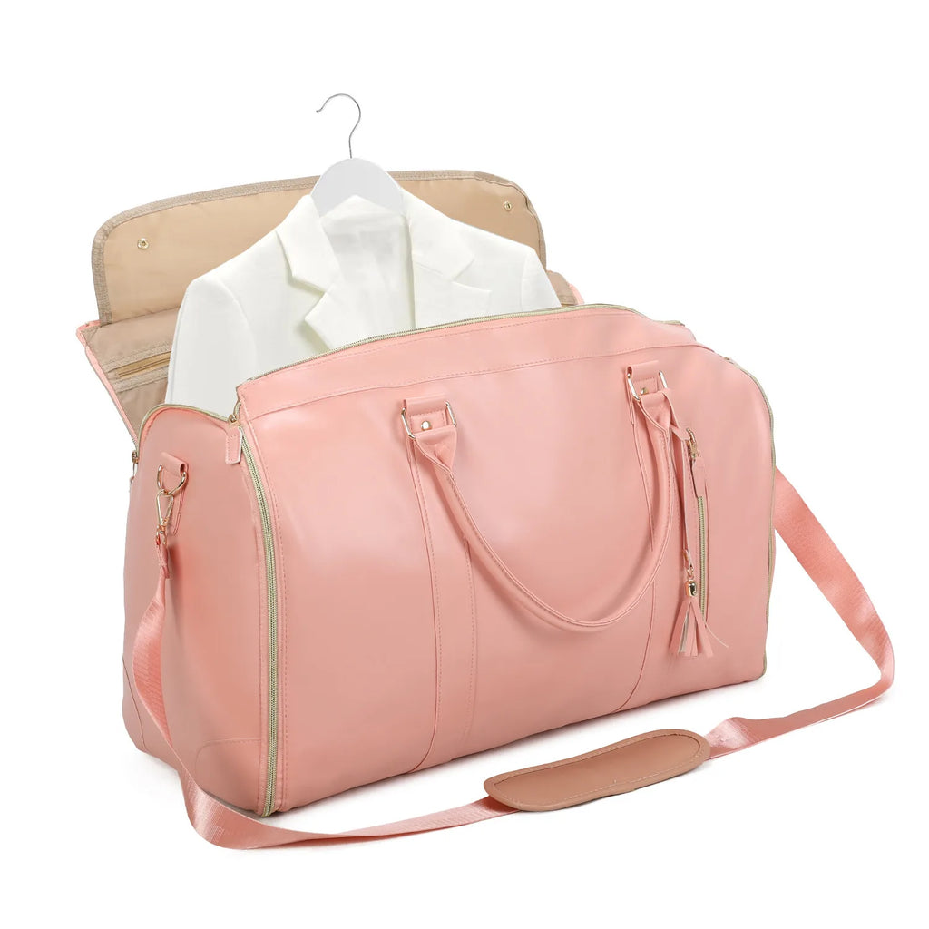 Foldable PU travel duffel with wet-dry compartment – 36-55L capacity for gym or weekend trips