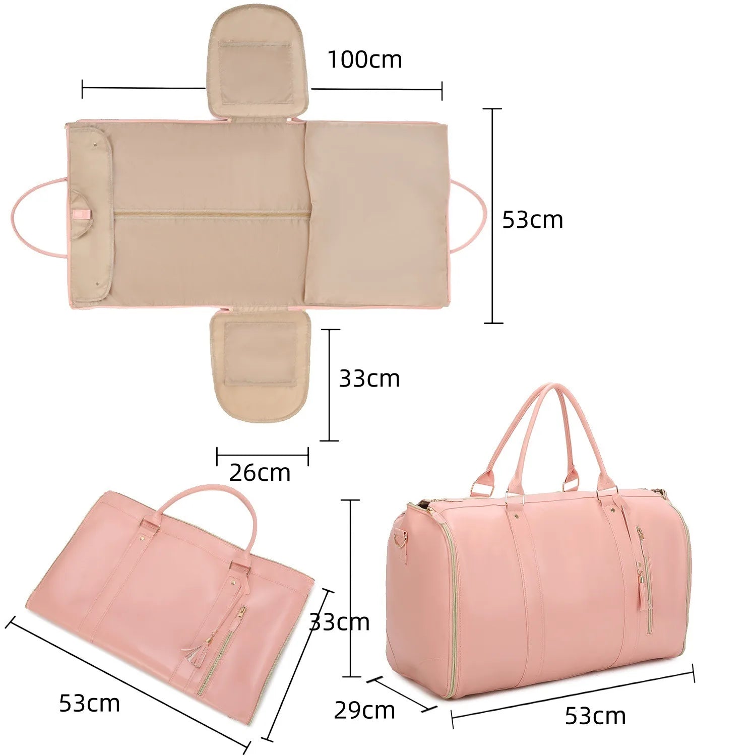 Foldable PU travel duffel with wet-dry compartment – 36-55L capacity for gym or weekend trips