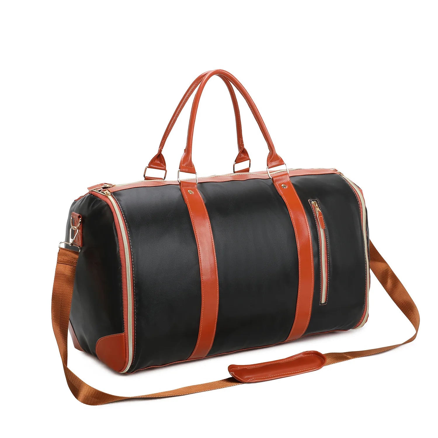 Foldable PU travel duffel with wet-dry compartment – 36-55L capacity for gym or weekend trips