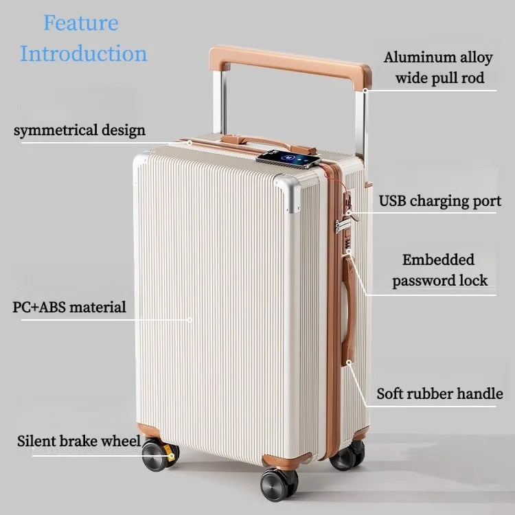 Carry-on luggage with silent spinner wheels and a combination lock – 20-inch and 24-inch sizes