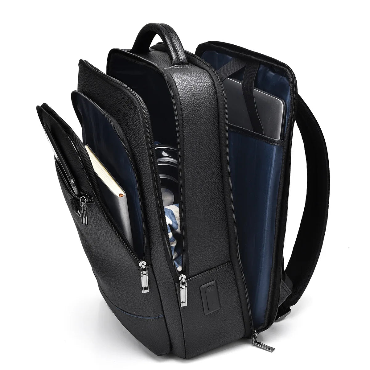 Men’s PU leather dual-shoulder travel bag for business trips – wear-resistant