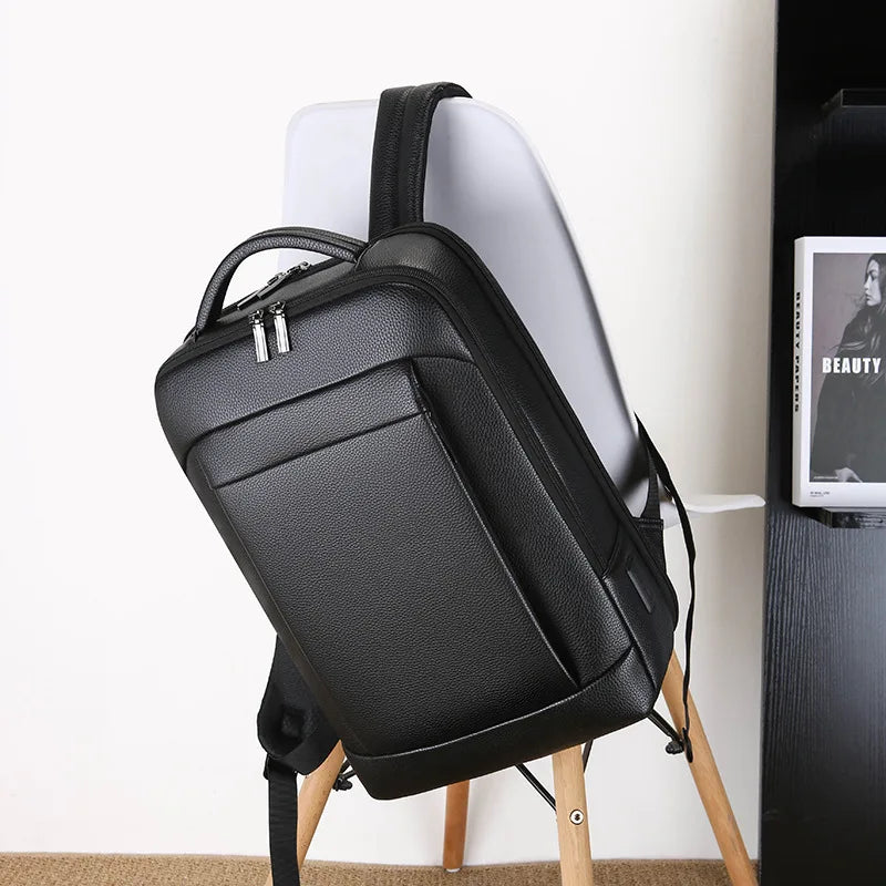 Men’s PU leather dual-shoulder travel bag for business trips – wear-resistant