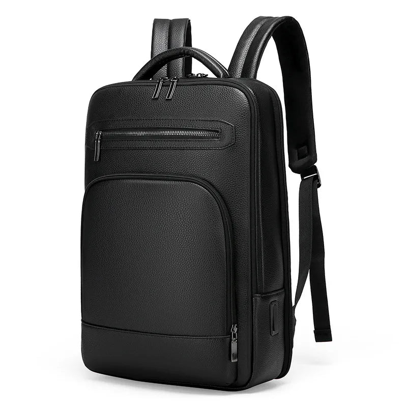 Men’s PU leather dual-shoulder travel bag for business trips – wear-resistant