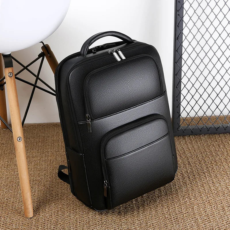 Men’s PU leather dual-shoulder travel bag for business trips – wear-resistant