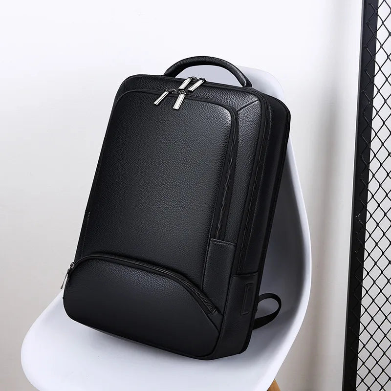 Men’s PU leather dual-shoulder travel bag for business trips – wear-resistant