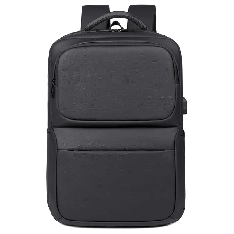 Unisex PU leather business backpack with air-cushion straps — 20–35L capacity