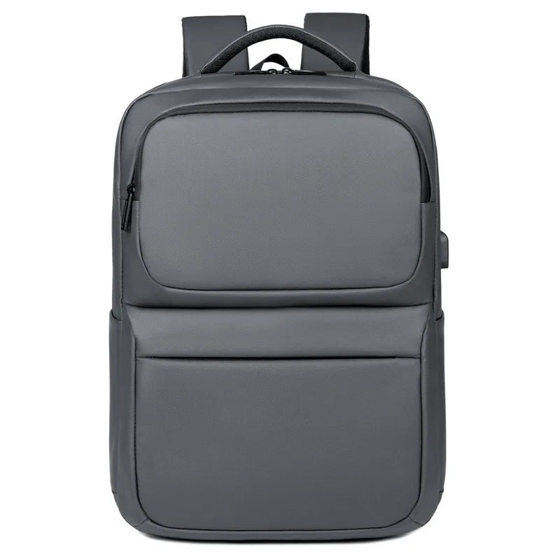 Unisex PU leather business backpack with air-cushion straps — 20–35L capacity