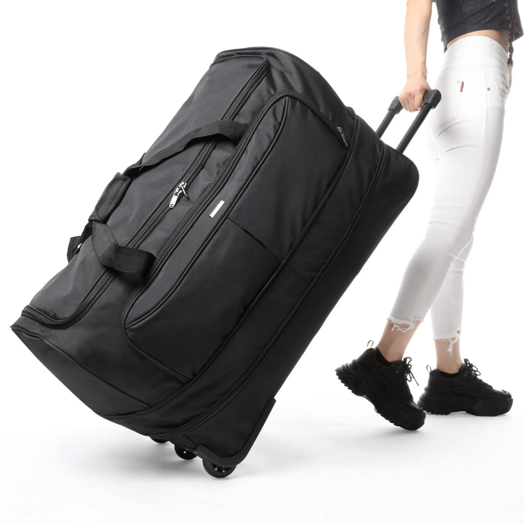 Foldable checked luggage with a wear-resistant oxford cloth shell for travel