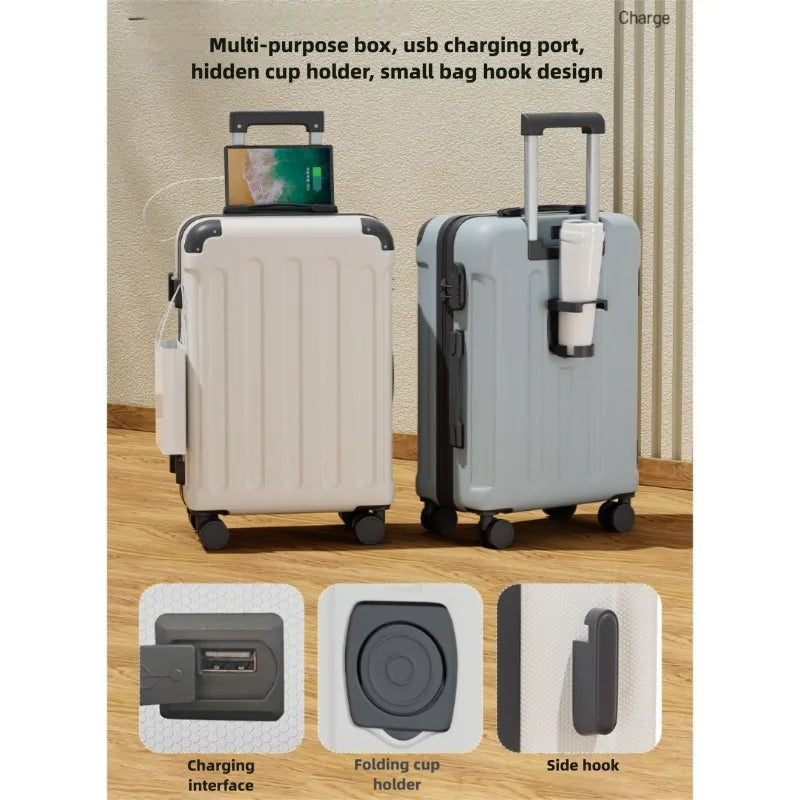 20-inch and 24-inch luggage with a USB port and silent spinner wheels