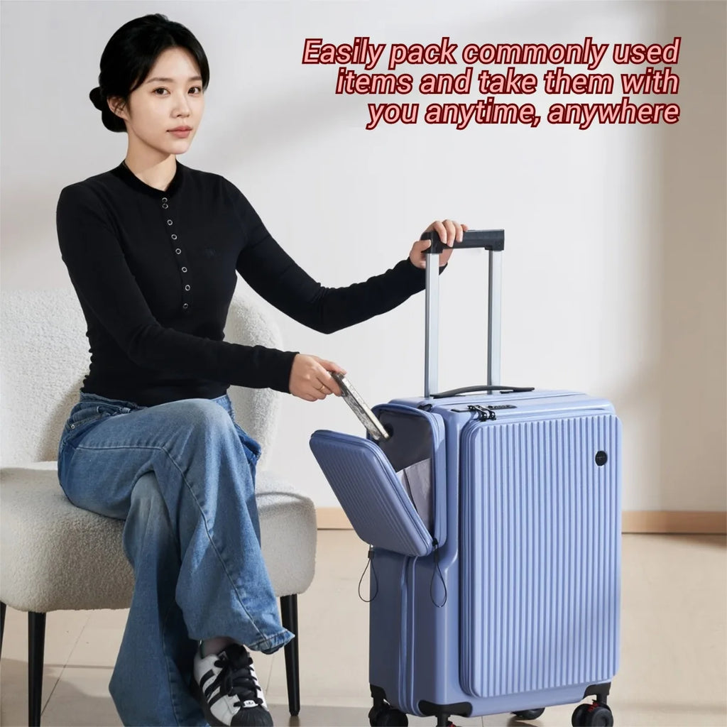 20-inch and 24-inch hardside luggage with a side-opening compartment and spinner wheels