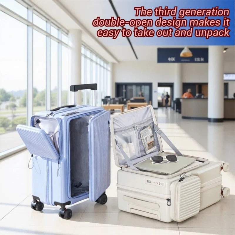 20-inch and 24-inch hardside luggage with a side-opening compartment and spinner wheels