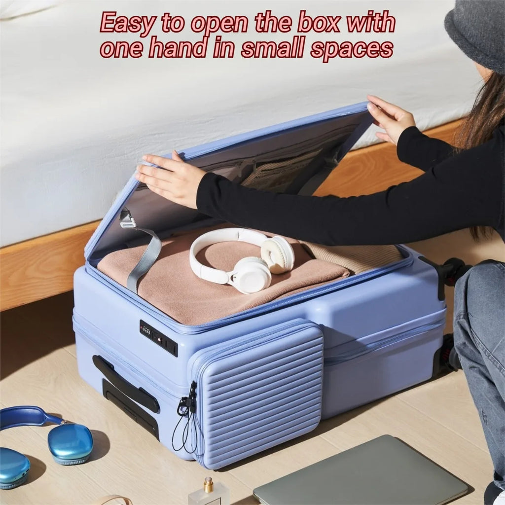 20-inch and 24-inch hardside luggage with a side-opening compartment and spinner wheels