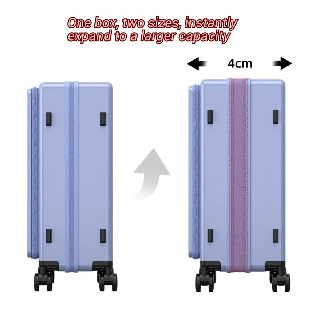 20-inch and 24-inch hardside luggage with a side-opening compartment and spinner wheels