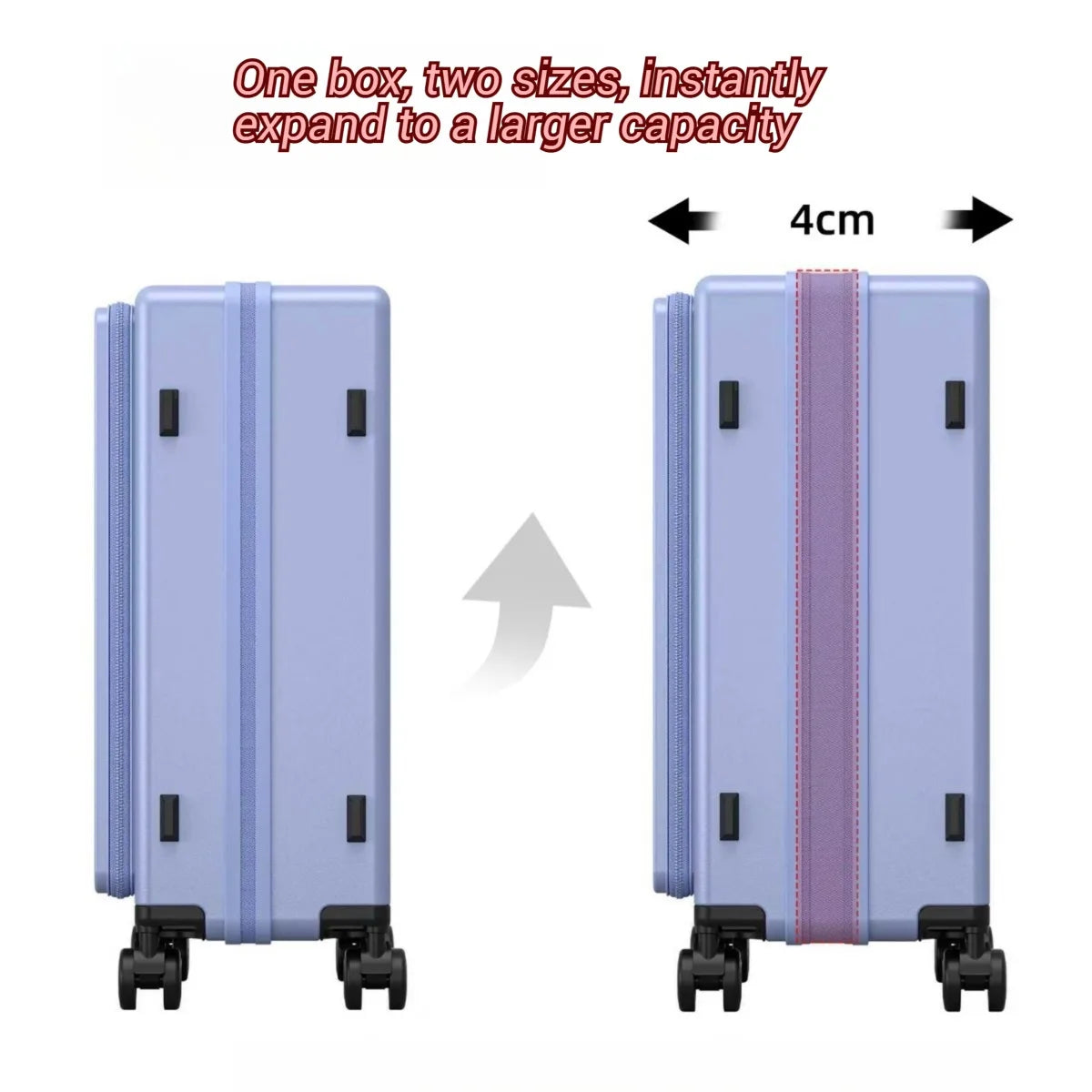 20-inch and 24-inch hardside luggage with a side-opening compartment and spinner wheels