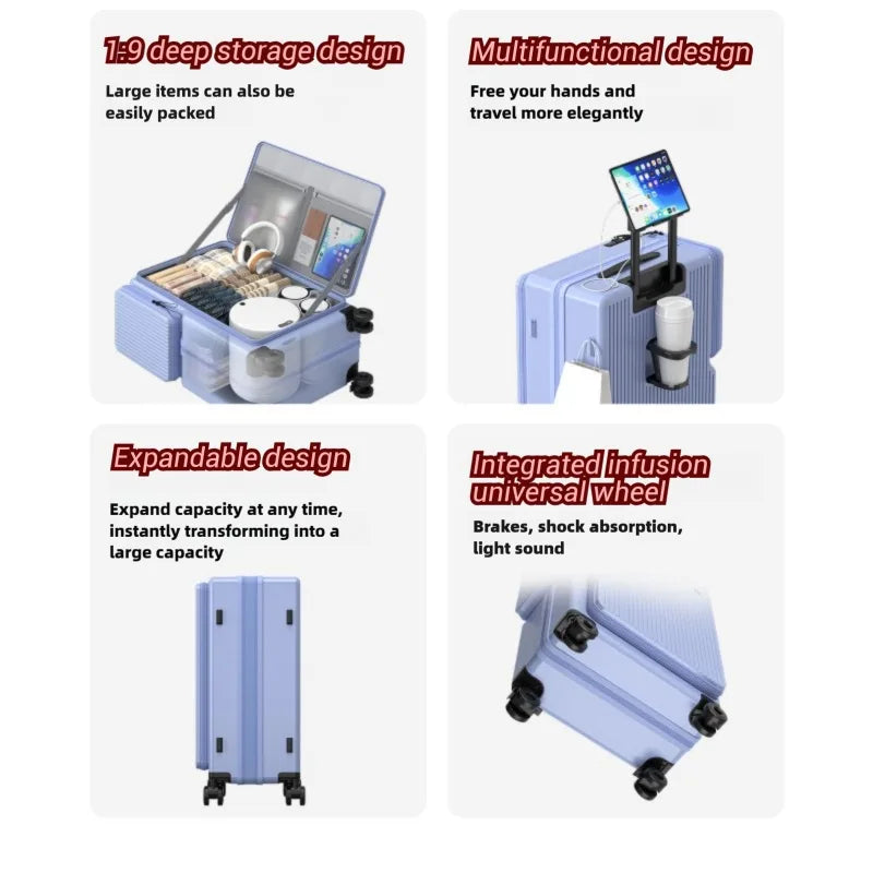 20-inch and 24-inch hardside luggage with a side-opening compartment and spinner wheels
