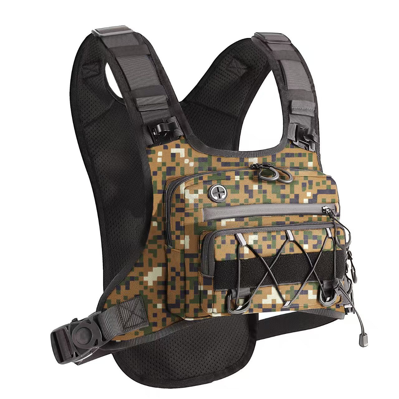 Tactical chest pack for trail running with water-resistant oxford fabric